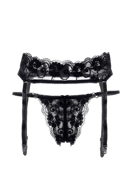 Комплект Erolanta Tatyana: пояс для чулок и стринги, черный (42-44)  фото 8