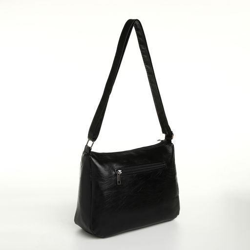 Сумка кросс-боди женская, большого размера, на молнии, 28×10×20 см, чёрная