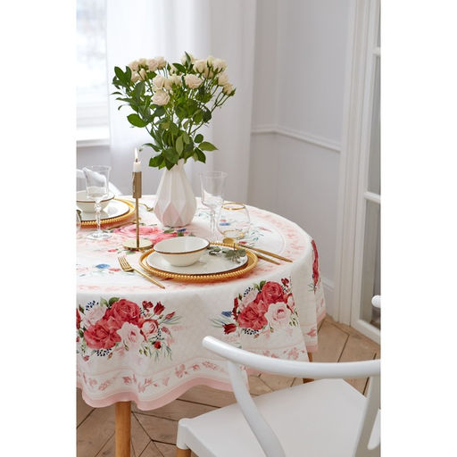 Скатерть круглая Этель Розы, d=220 см, 100 % хлопок