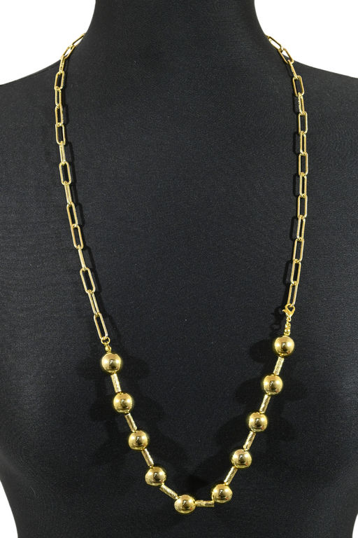 Ожерелье на шею с шариками 13,5мм, золотистое, 85см