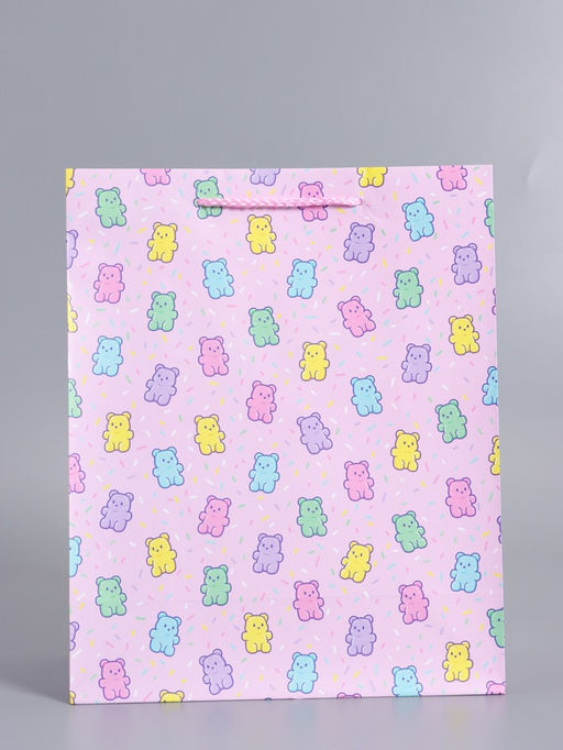 Пакет подарочный ламинированный «Мишки», 26×12×32 см