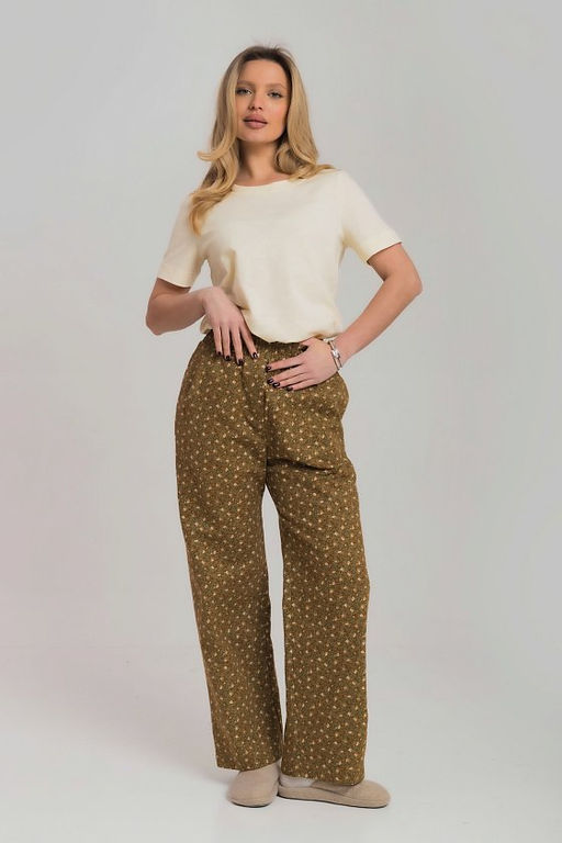 Брюки свободного кроя М325264кз коричневый/зеленый - Елена фото 5