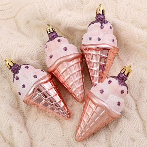 Ёлочные игрушки 4 шт. Рожок мороженого 4.510 см