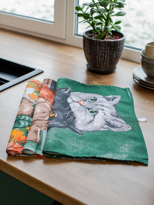 Комплект полотенец 48*60 см, 3 шт., рогожка (Котики) - Ивановотекстиль фото 2