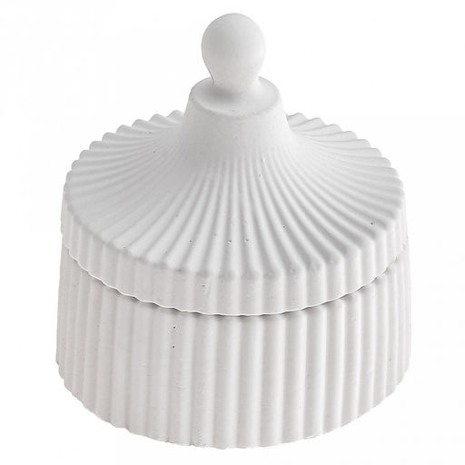 Свеча "Мезиновский" д8см, h9,5см, парафин, в подсвечнике из гипса с крышкой, деревянный фитиль, белый, время горения 20 часов (Россия)