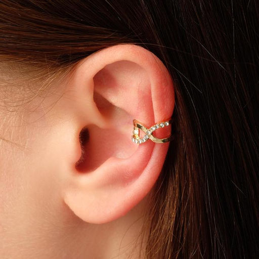 Серьга Кафф бесконечность, цвет белый в золоте - Queen fair фото 2