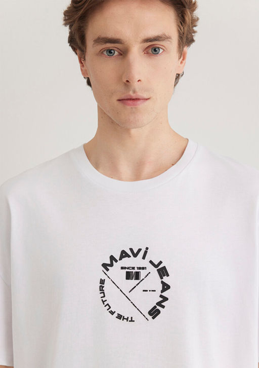 Mavi Jeans S?rt Bask?l? Beyaz Tisort  фото 6