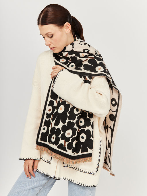 в составе ШЕРСТЬ и КАШЕМИР Большой, мягкий, теплый двусторонний палантин - Tantino фото 4