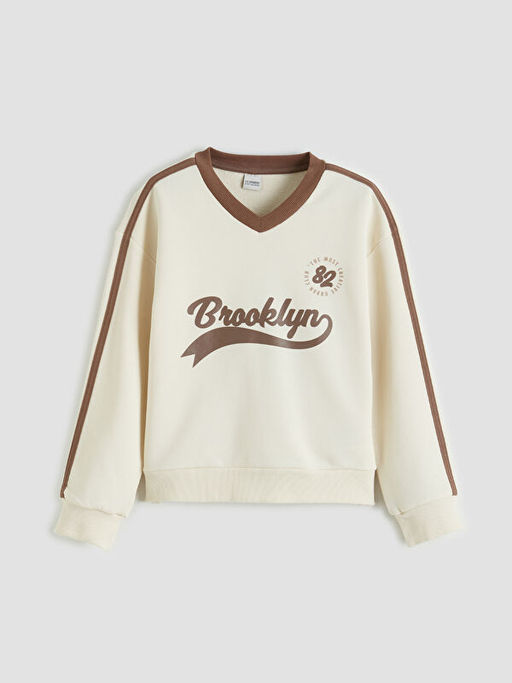 Brooklyn Bask?l? K?z ?ocuk Sweatshirt ve E?ofman Alt?