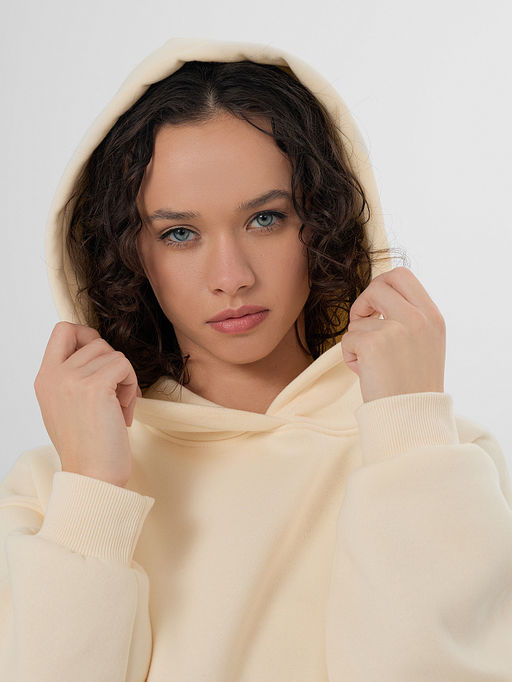 Худи женское бежевое из футера с начесом - Mark formelle фото 4