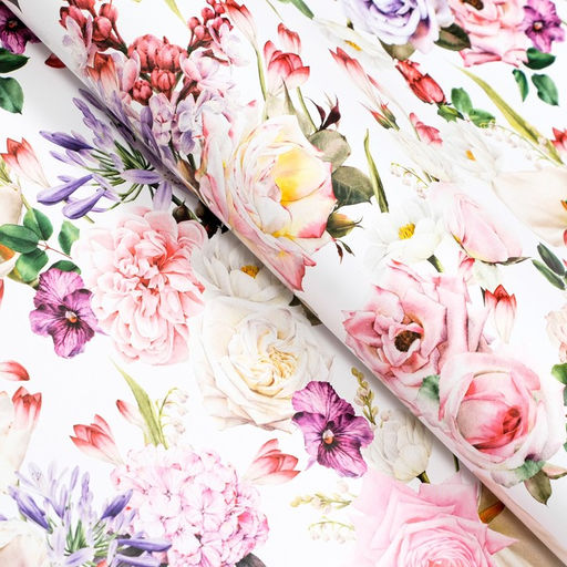 Цена за 10 шт. Бумага упаковочная глянцевая двусторонняя Букет, 100?70 см