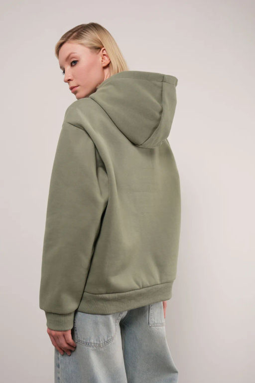 Светло-серая меланжевая толстовка с капюшоном - Incity фото 9