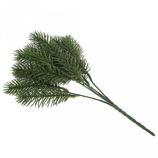Декоративная ветка "Елка букет" 31см, 5 веток, пластик, зеленый, набор 4шт (Россия)