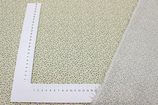 Импорт. хлопок Россыпь синих мелких цветочков на св.бежево-оливковом, ВИД2, ш.1.5м, хл-100% - Купава фото 3