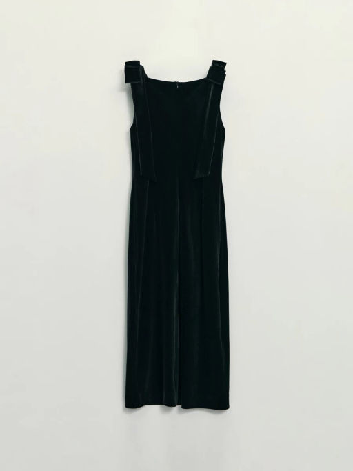 Бархатное платье миди с бантами на бретелях / Zarina