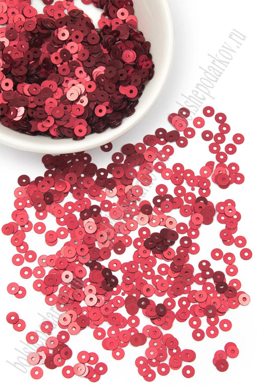 Пайетки круглые 4 мм*100 гр (SF-5756) красный №1503