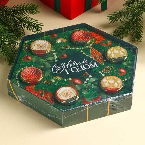 Подарочный набор С новым годом!: чай чёрный, крем-мёд (6 шт.x30 г) - Фабрика счастья фото 12