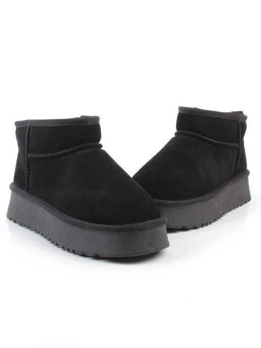 04-PF8520-1 BLACK Угги женские (натуральная замша, 100% шерсть)