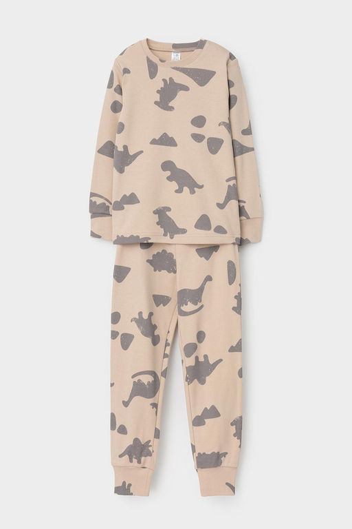 Crockid _ К 1552/темно-бежевый,дино пижама дет