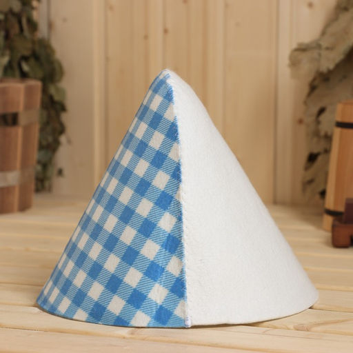 Шапка для бани Клетка голубая принт - Добропаровъ фото 2