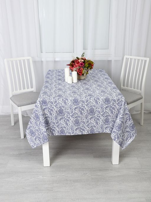 Скатерть из рогожки Персия голубой 150х180