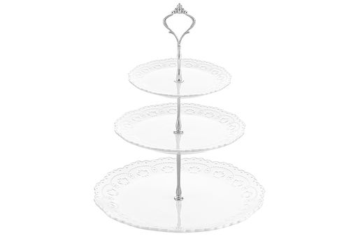 Блюдо-этажерка 3-х ярусная 28*28*37 см Белый узор с серебристым креплением, для фруктов и конфет - Elan gallery фото 11