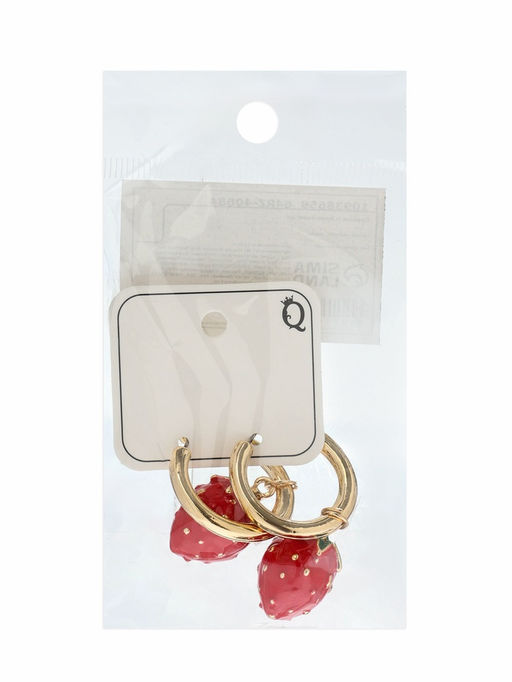Серьги "Земляника", цвет красный в золоте