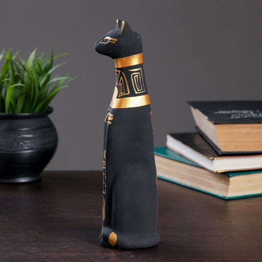 Фигура керамика «Кот Египетский», роспись, чёрный, 5×6.5×22.5 см