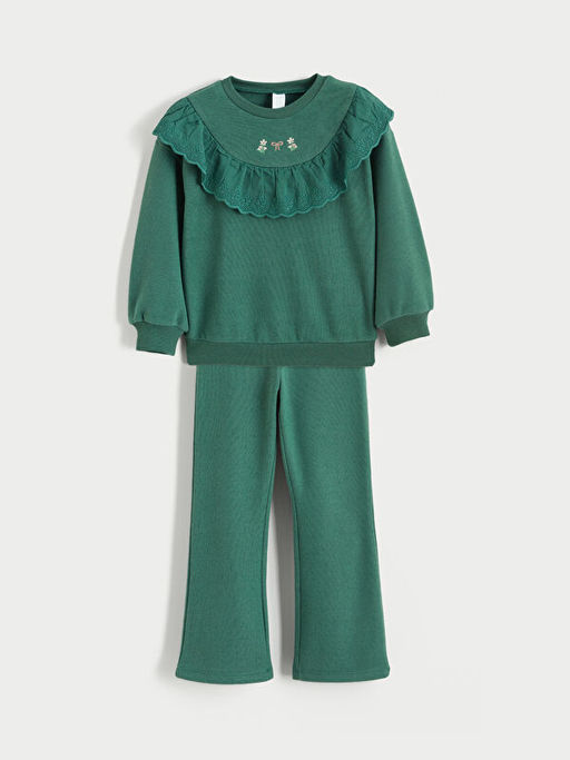 Bebe Yaka K?z ?ocuk Sweatshirt ve Tayt Pantolon