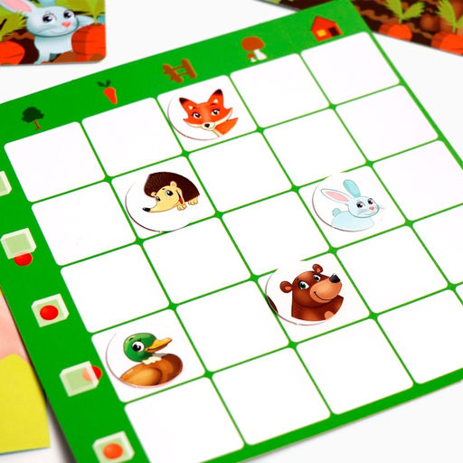 Настольная игра на пространственное мышление «Найди зверят», 20 карточек, поле, 4+