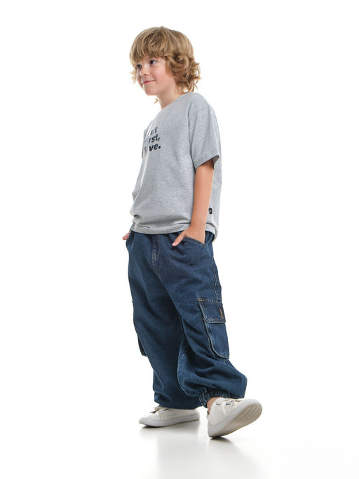 Джинсы карго 33-7655 синий - Mini maxi фото 34