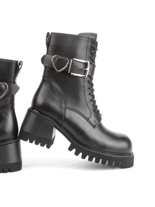 01- GZ6115-G71 BLACK Ботинки демисезонные женские (натуральная кожа)