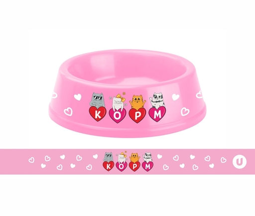 Цена за 3 шт. Миска пластиковая "МОЙ БРО - Корм!, цвет розовый 21*6,5см (логотип на миске) 700мл