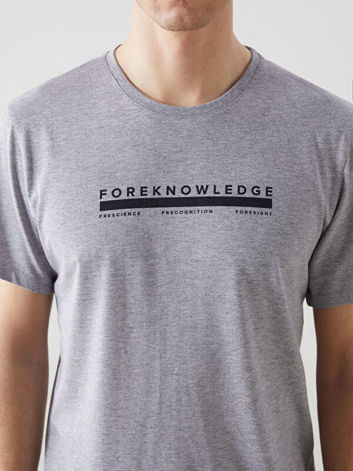 Bisiklet Yaka K?sa Kollu Bask?l? Penye Erkek Ti??rt