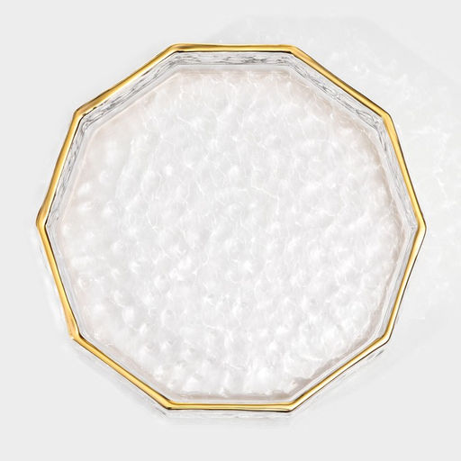 Поднос Fairyshine, 16.5×2.5 см, с золотой отводкой, стекло, прозрачный