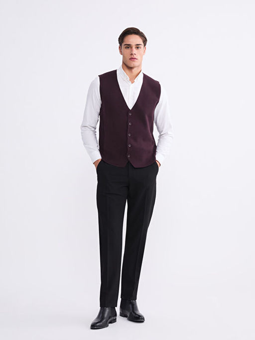 Standart Kal?p V Yaka Erkek Triko Yelek