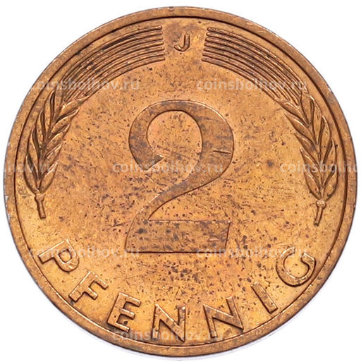 Монета 2 пфеннига 1974 года J Западная Германия (ФРГ)
