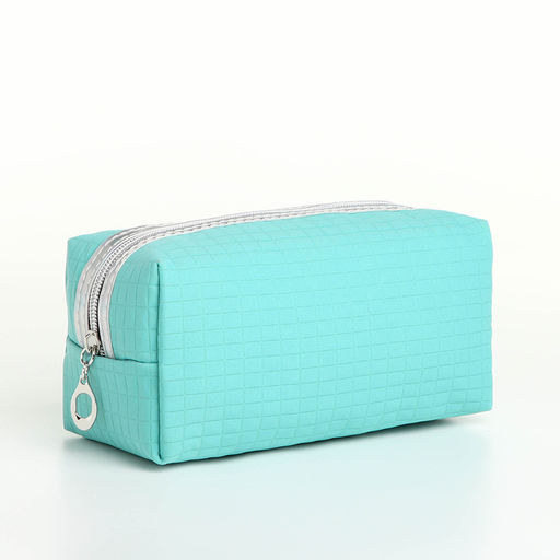 Косметичка женская на молнии, объёмная, маленькая, мятная