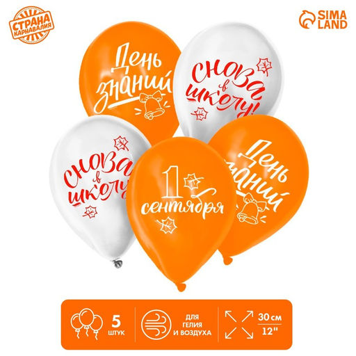 Цена за 2 шт. Воздушные шары латексные 12" «День знаний», 5 шт.