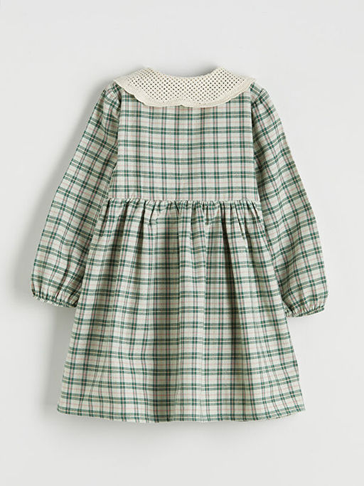 Bebe Yaka Ekose Flanel K?z ?ocuk Elbise