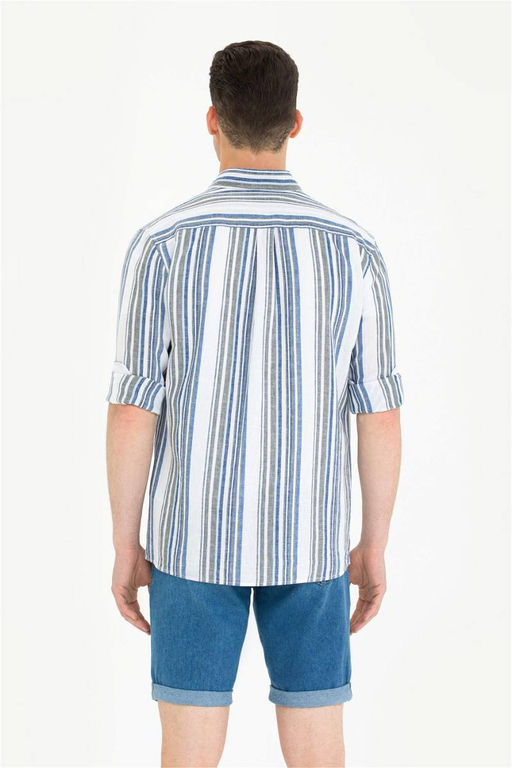 Мужская белая рубашка в полоску Saks - U.s. polo assn фото 5