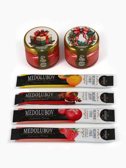 Подарочный набор новогодний Тепла и уюта: крем-мёд 2 шт., мёд в стиках 4 шт. - Фабрика счастья фото 6