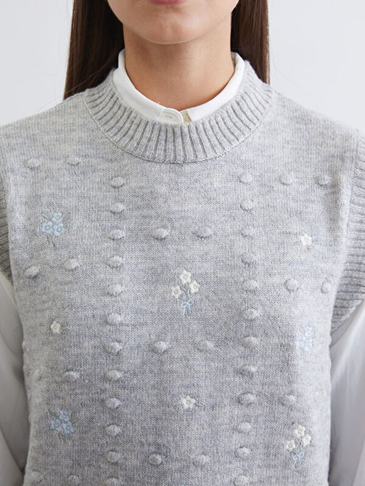 Bisiklet Yaka Nak??l? Kad?n Triko S?veter