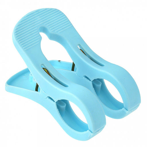 Прищепка пластмассовая, для белья, одежды, пледов, одеял, игрушек 13см (6,5х8х13см) матовый пластик, цвета в ассортименте: белый; серый; голубой, в /п/эт пакете (Китай)