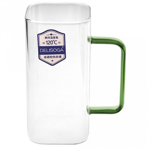 Кружка стеклянная 350мл Байкал тонкостенное, боросиликатное стекло, цветная ручка, 6х6см h12,5см, горло 5,9х5,9см, основание 5,5х5,5см, набор 4 штуки, в подарочной коробке, Делисога (Delisoga) (Китай) - Домашняя мода фото 3
