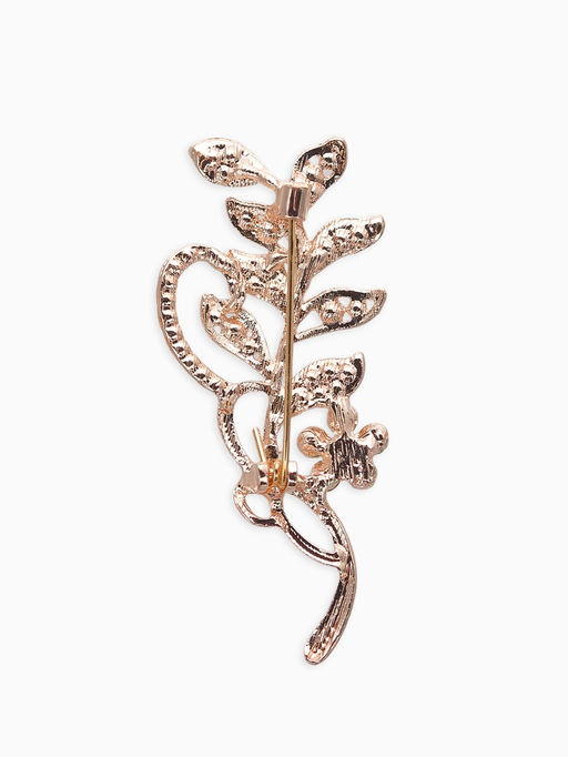 Брошь Ветвь с цветком, цвет белый в розовом золоте