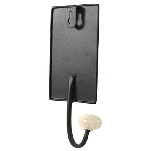 Крючок настенный, декоративный "Вишенка" 7,5х18,5см, керамический наконечник, металл окрашенный, цвет - черный матовый