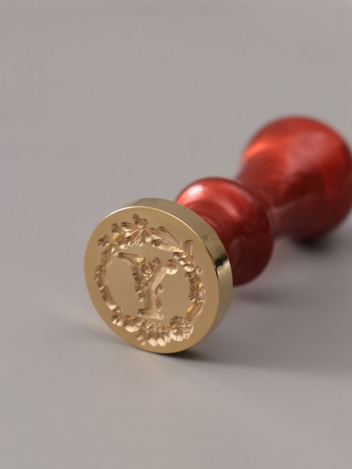 Печать для сургуча с пластиковой ручкой «Венок с буквой Y», 2.5×2.5×6.3 см