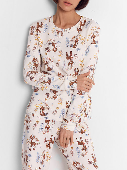 Комплект женский (джемпер, брюки) молочный с оленятами - Mark formelle фото 7