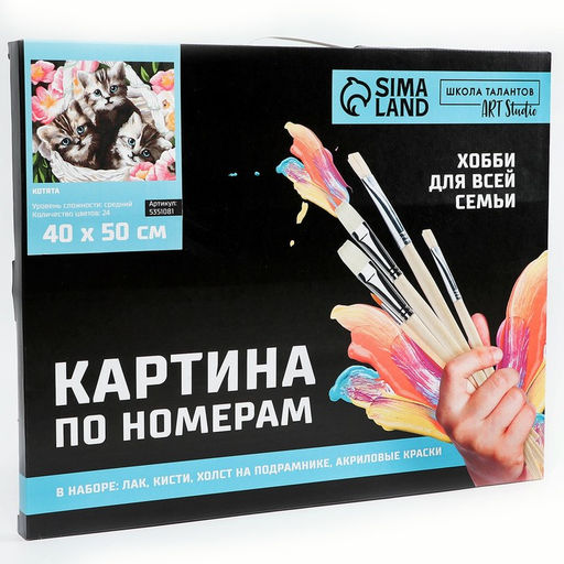 Картина по номерам на холсте с подрамником «Котята», 40×50 см
